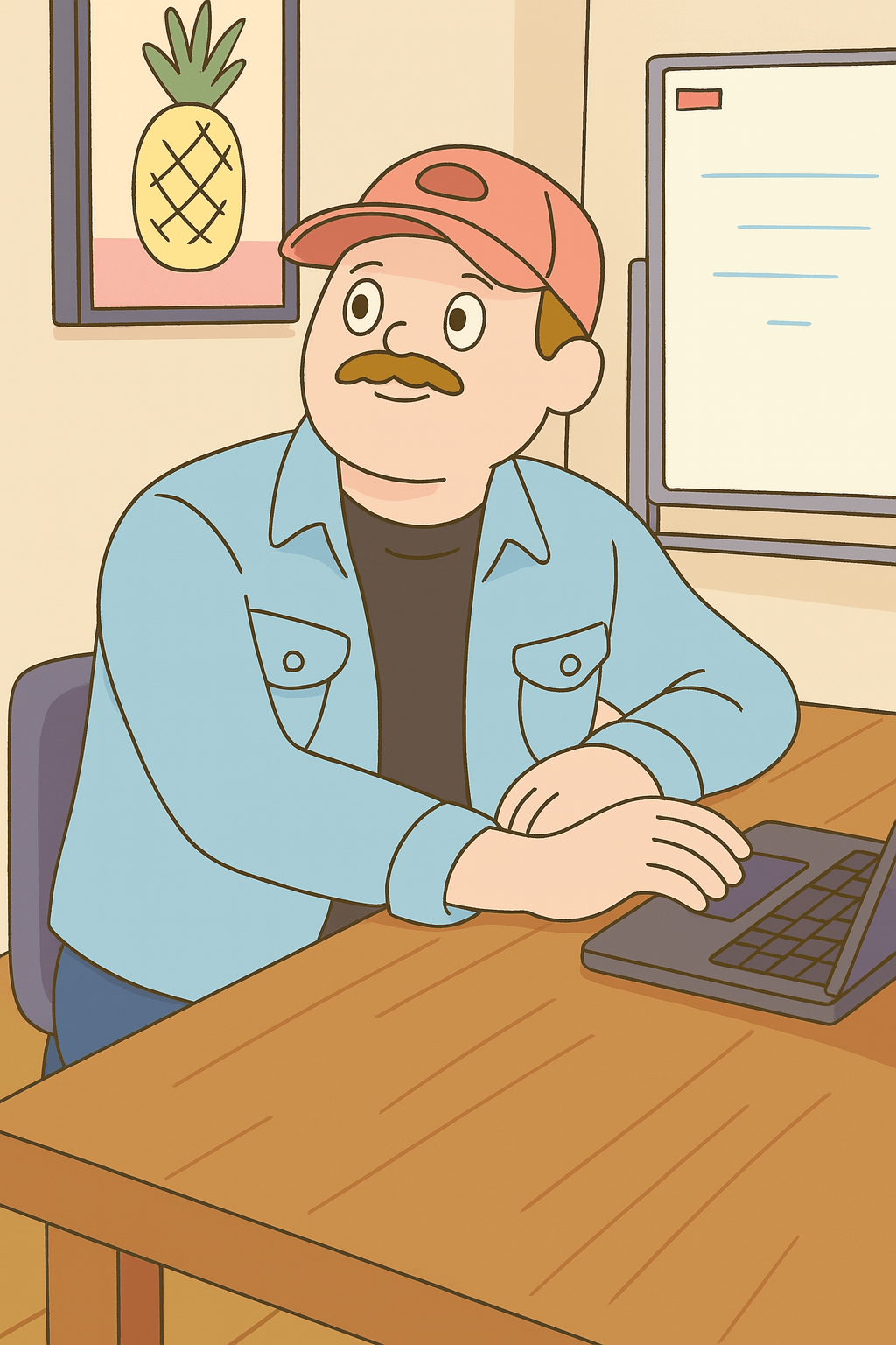 Jack Christian smiling while building a website on his laptop