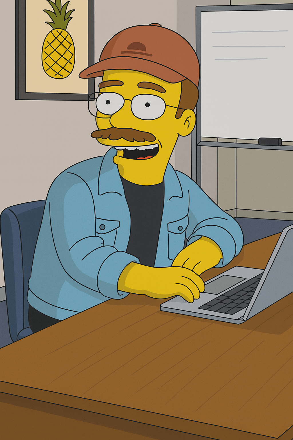 Jack Christian smiling while building a website on his laptop